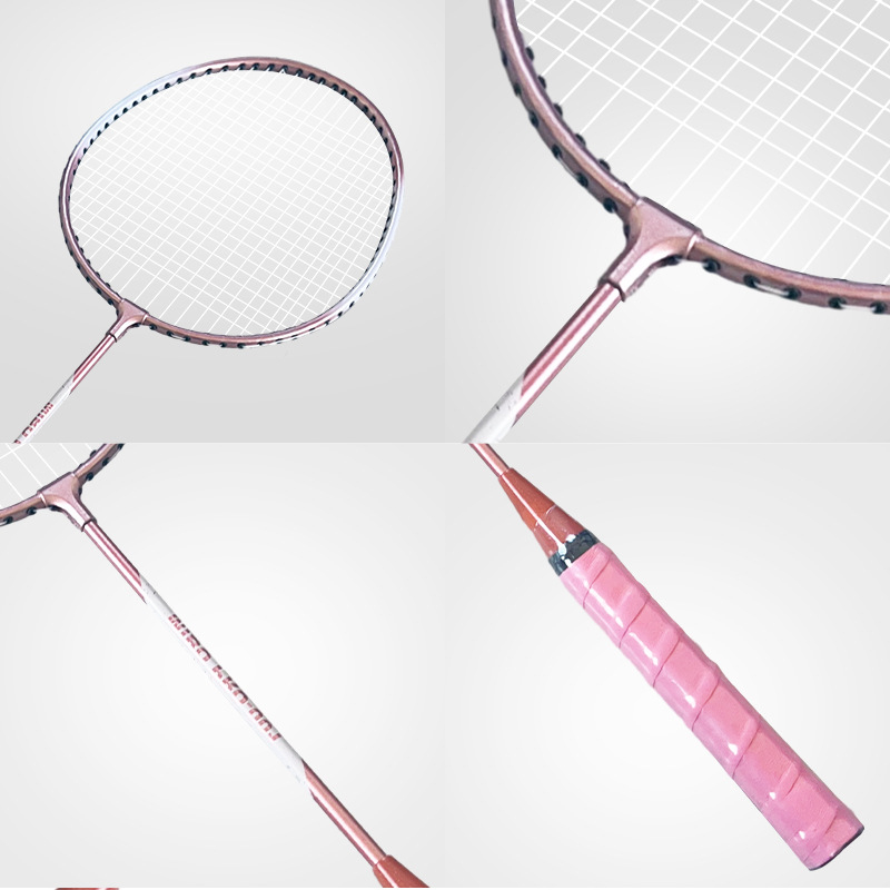 Set badminton raketa za vanjski trening, okvir od željezno-legiranog materijala, najlonske žice, težina 75–79 g