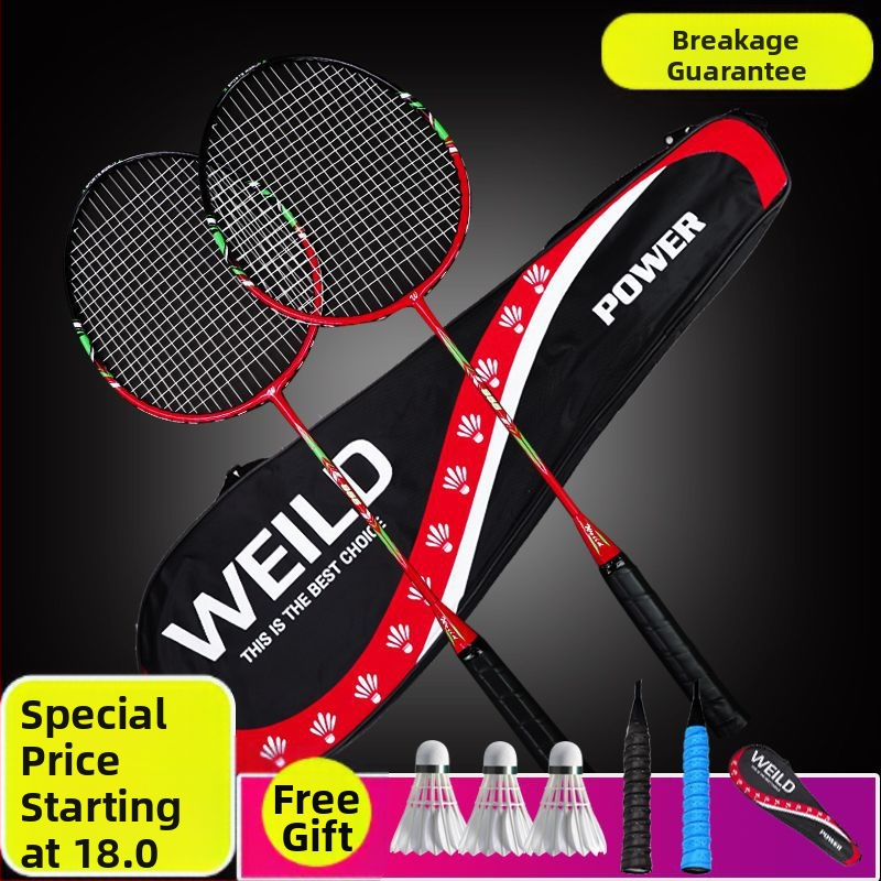 Par badmintonskih raketa, okvir od karbonskih vlakana, najlonske žice, izdržljive