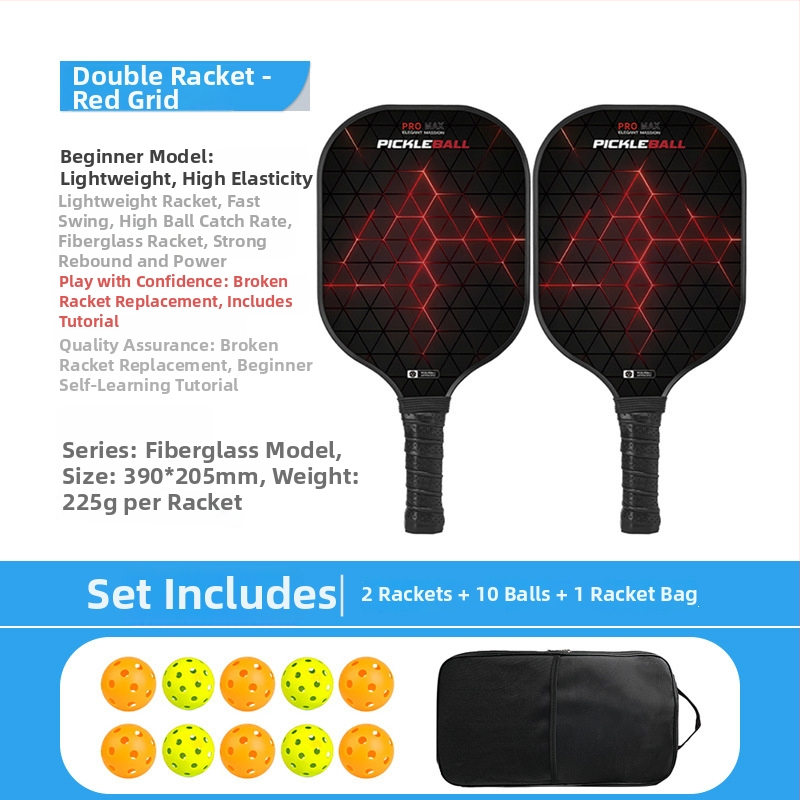 Pickleball raketės rinkinys iš stiklo pluošto, honeycomb branduolys, Ugin, svoris 500 g