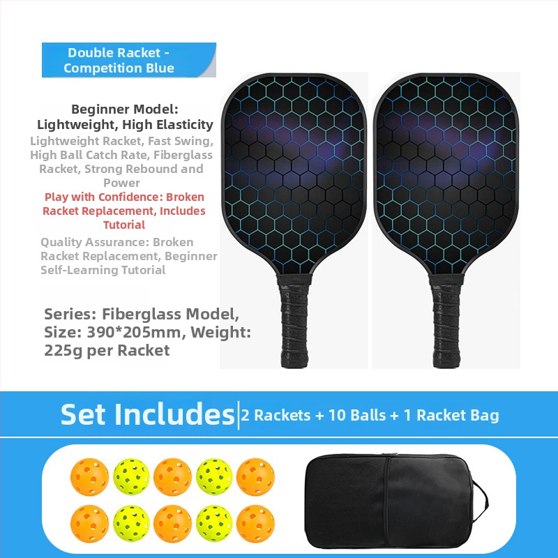 Pickleball raketės rinkinys iš stiklo pluošto, honeycomb branduolys, Ugin, svoris 500 g