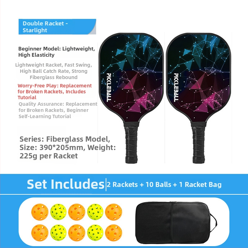 Pickleball raketės rinkinys iš stiklo pluošto, honeycomb branduolys, Ugin, svoris 500 g