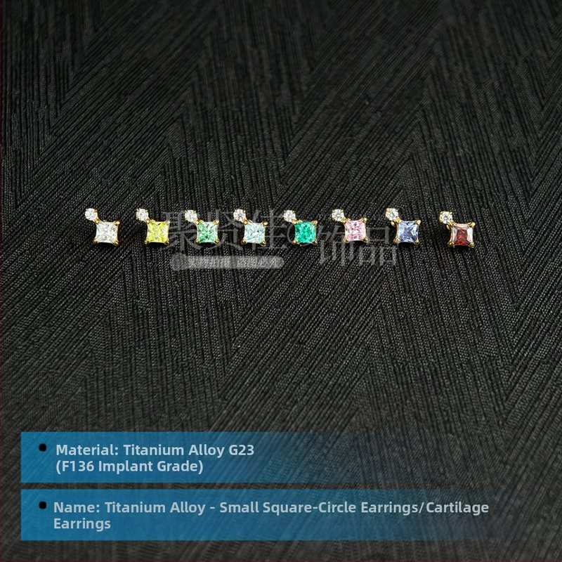 Sada piercingových šperkov z titánovej zliatiny s cirkóniou – geometrické unisex náušnice, nosový a perný šperk, vnútorný závit, čistota G23
