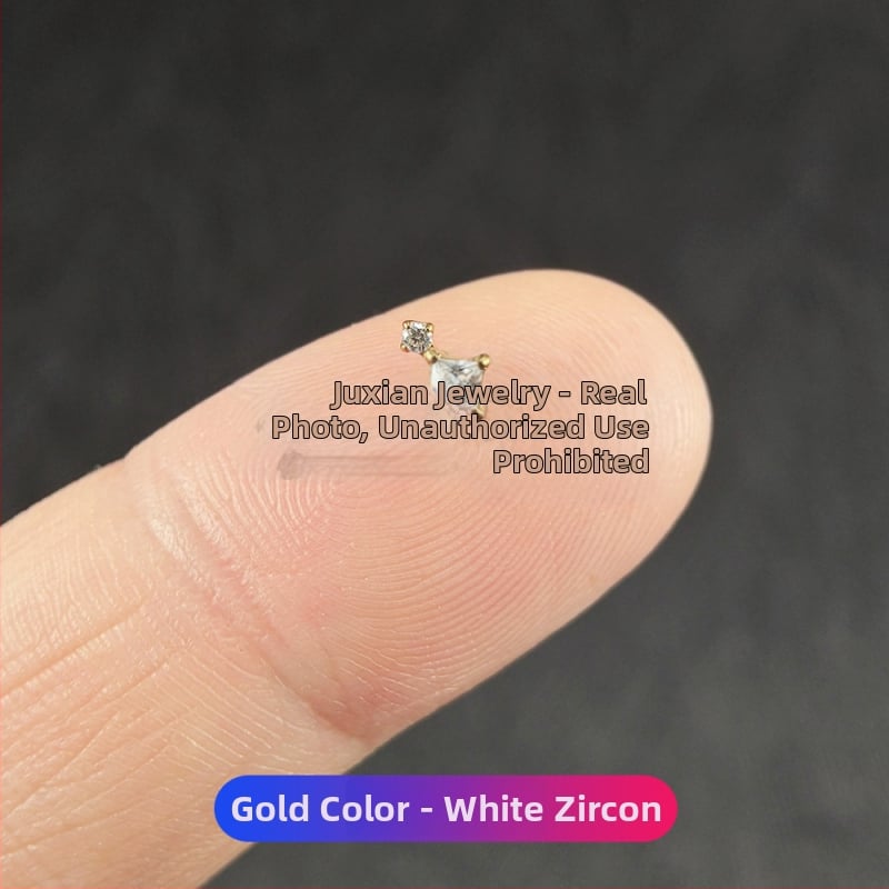 Σετ piercing από κράμα τιτανίου με ζιρκόνια – γεωμετρικά unisex σκουλαρίκια για τα αυτιά, ρινικά studs και studs χειλιών, εσωτερική βίδα, καθαρότητα G23