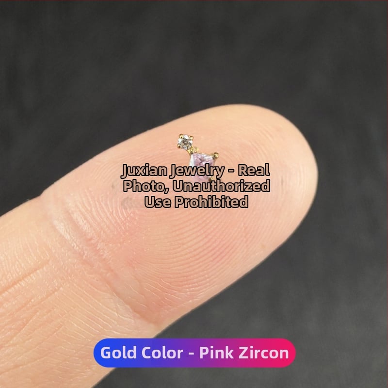 Σετ piercing από κράμα τιτανίου με ζιρκόνια – γεωμετρικά unisex σκουλαρίκια για τα αυτιά, ρινικά studs και studs χειλιών, εσωτερική βίδα, καθαρότητα G23