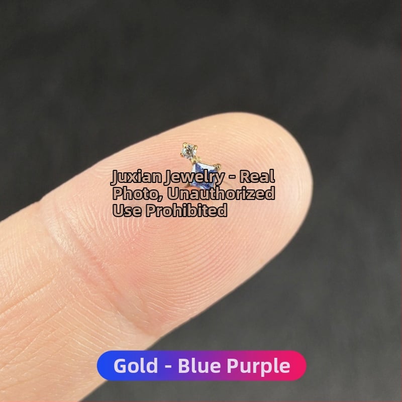 Σετ piercing από κράμα τιτανίου με ζιρκόνια – γεωμετρικά unisex σκουλαρίκια για τα αυτιά, ρινικά studs και studs χειλιών, εσωτερική βίδα, καθαρότητα G23