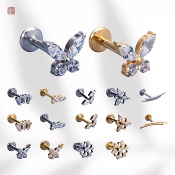 Nosa piercing prsten – G23 titanijeva legura, srcolik oblik, dijamantno ugradnja, cirkon kamen