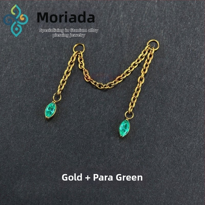 Σκουλαρίκια από κράμα τιτανίου G23, unisex, σχήμα ματιού αλόγου, διπλή αλυσίδα λοβού, αλυσίδα οστού αυτιού, λεία επιφάνεια