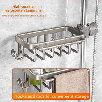 Рафт за баня за съхранение, алуминиева сплав, оксидирана повърхност, товароподемност 10-15 кг, 1 ниво, модел PTT-SLTZWJ-QH-A