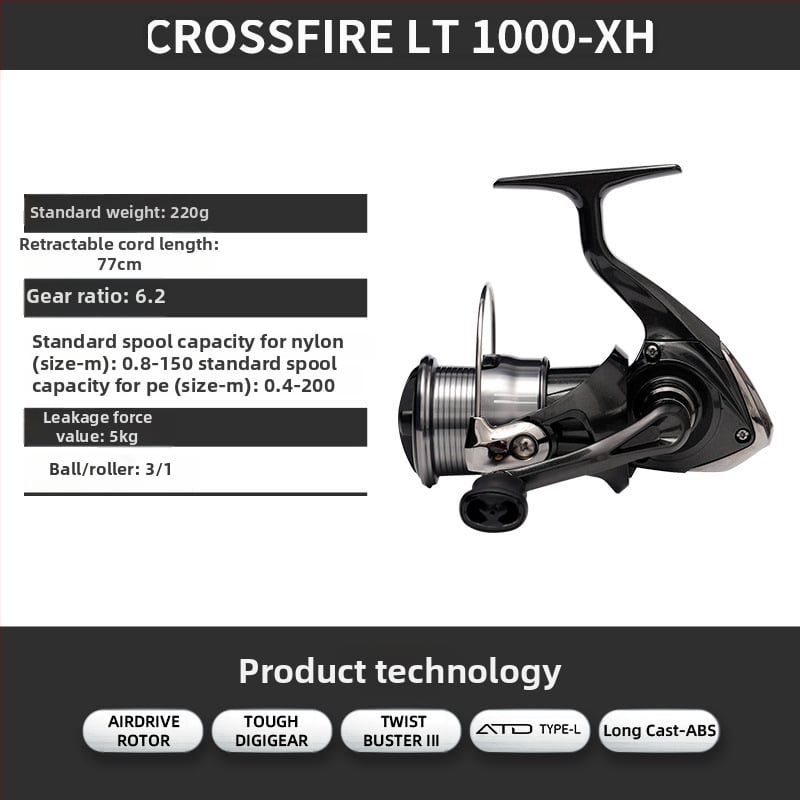Daiwa Crossfire LT spinnereeli, universaalne kasutus, 4 laageri, pöörlev käepide