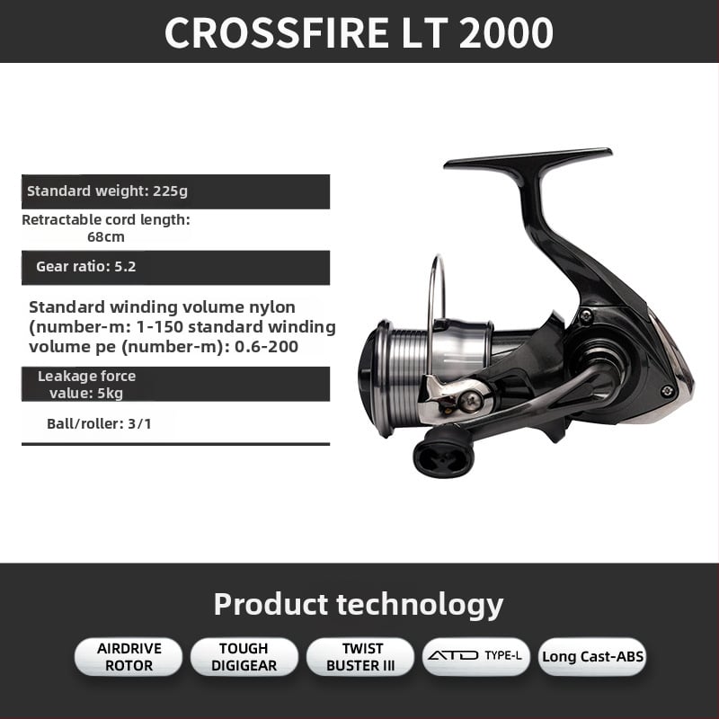 Daiwa Crossfire LT spinnereeli, universaalne kasutus, 4 laageri, pöörlev käepide
