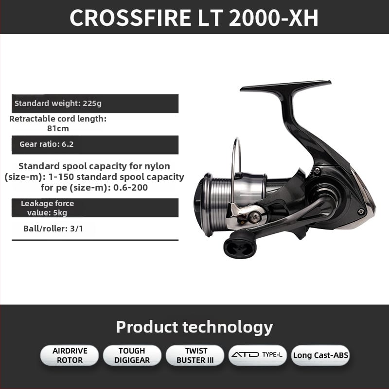 Daiwa Crossfire LT spinnereeli, universaalne kasutus, 4 laageri, pöörlev käepide