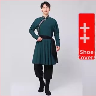 Mongolijas etniskā deju apģērbs vīriešiem – brīvs piegriezums, kardigan stila apģērbs ar seisa apkakli, garas piedurknes, 100% poliesteris