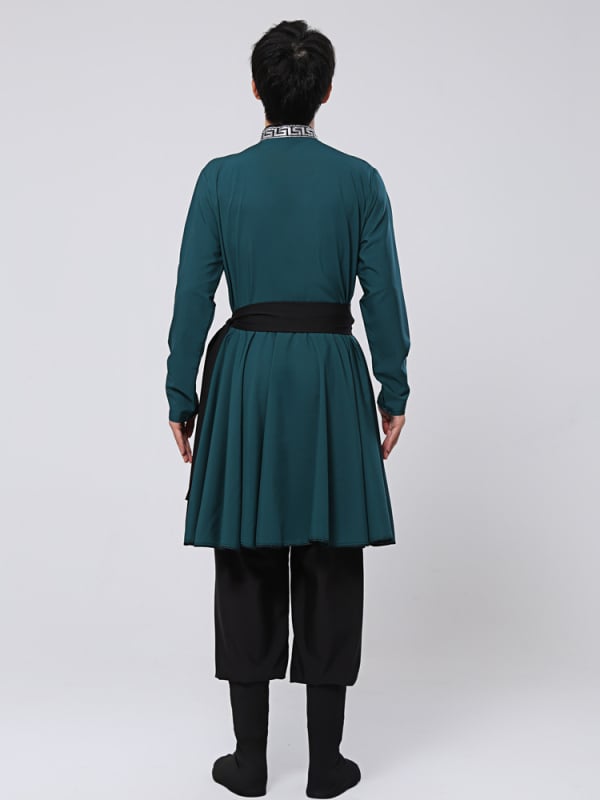 Mongolijas etniskā deju apģērbs vīriešiem – brīvs piegriezums, kardigan stila apģērbs ar seisa apkakli, garas piedurknes, 100% poliesteris