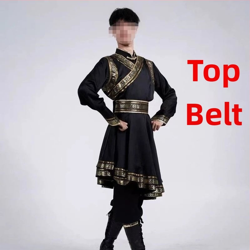 Mongolijas etniskā deju apģērbs vīriešiem – brīvs piegriezums, kardigan stila apģērbs ar seisa apkakli, garas piedurknes, 100% poliesteris