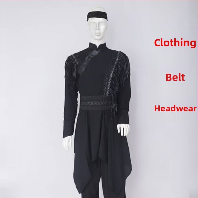 Mongolijas etniskā deju apģērbs vīriešiem – brīvs piegriezums, kardigan stila apģērbs ar seisa apkakli, garas piedurknes, 100% poliesteris