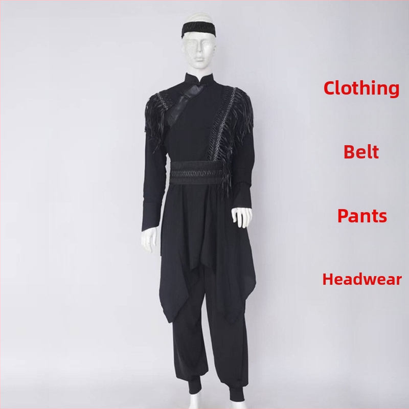 Mongolijas etniskā deju apģērbs vīriešiem – brīvs piegriezums, kardigan stila apģērbs ar seisa apkakli, garas piedurknes, 100% poliesteris