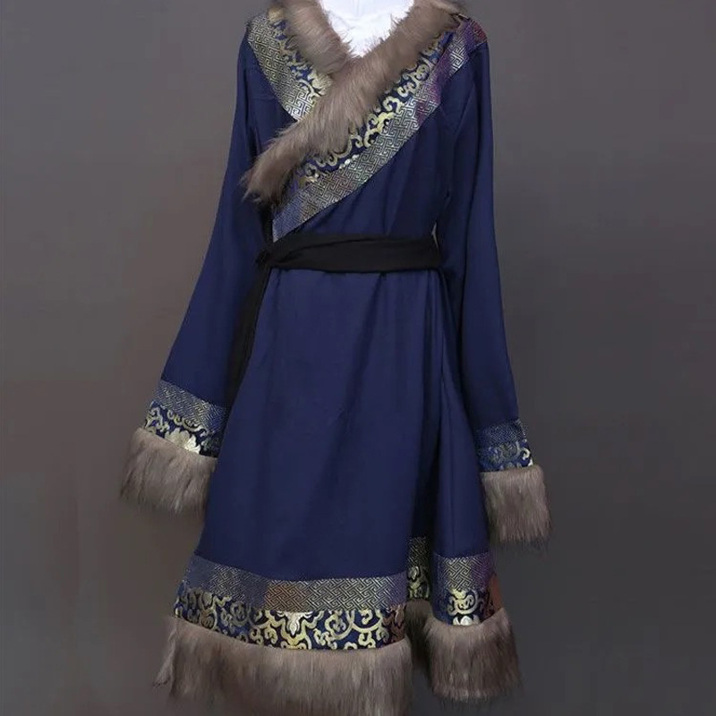 Mongolijas etniskā deju apģērbs vīriešiem – brīvs piegriezums, kardigan stila apģērbs ar seisa apkakli, garas piedurknes, 100% poliesteris