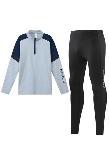Vaiko sportinis dviejų dalių komplektas: ilgomis rankovėmis viršus su stovinčiu kaklu ir kelnės, poliesterio pluošto mišinys su medvilnės pamušalu, tinkamas žiemai, pavasariui ir rudeniui