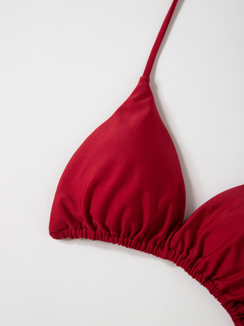 Moterų vienos spalvos bikinis, be petnešėlių, briefs stiliaus, poliesterio audinys, sudėtis 82% poliesteris, 18% elastanas, su krūties pagalvėlėmis