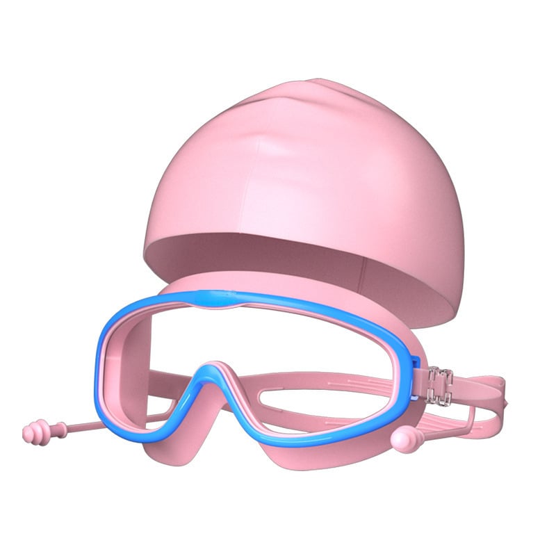 Σετ γυαλιών κολύμβησης για παιδιά με μεγάλο πλαίσιο και καπέλο κολύμβησης, PC φακοί, αντιθαμβωτικά και αδιάβροχα