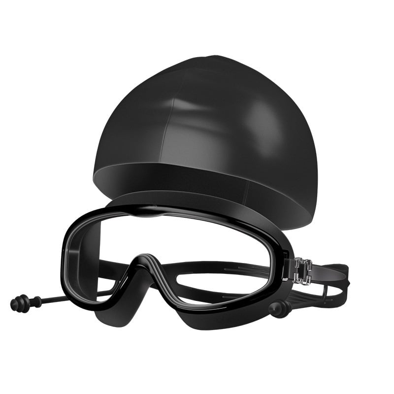 Σετ γυαλιών κολύμβησης για παιδιά με μεγάλο πλαίσιο και καπέλο κολύμβησης, PC φακοί, αντιθαμβωτικά και αδιάβροχα