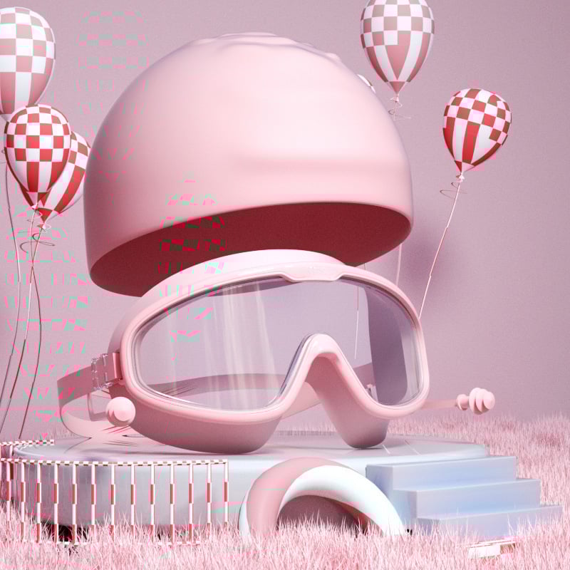 Σετ γυαλιών κολύμβησης για παιδιά με μεγάλο πλαίσιο και καπέλο κολύμβησης, PC φακοί, αντιθαμβωτικά και αδιάβροχα