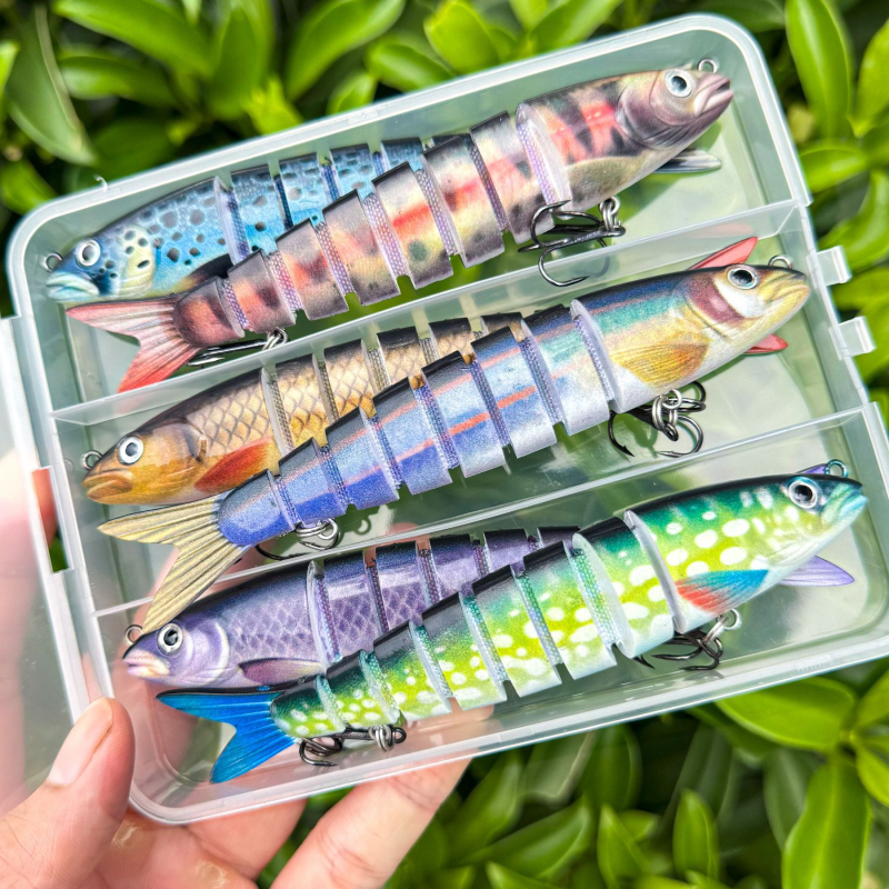 Minnow daudzdaļīgs mānekļu komplekts PP kastē, 3–10 gab., piemērots gan saldūdenim, gan sālsūdenim makšķerēšanai.