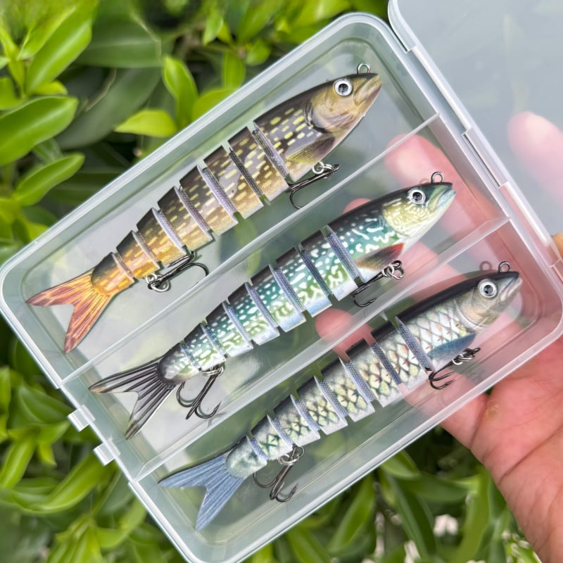 Minnow daudzdaļīgs mānekļu komplekts PP kastē, 3–10 gab., piemērots gan saldūdenim, gan sālsūdenim makšķerēšanai.