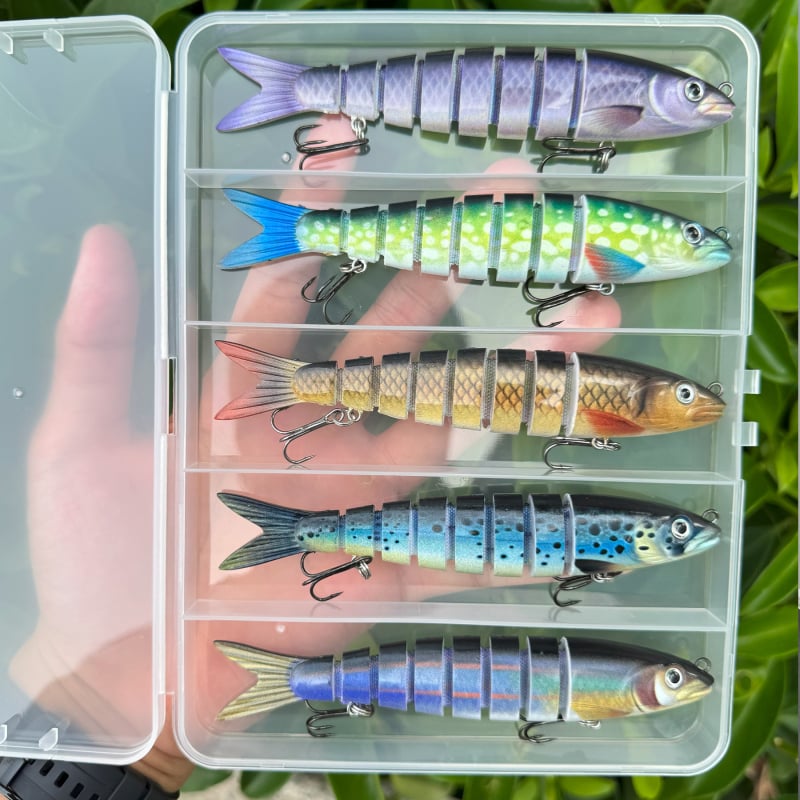 Minnow daudzdaļīgs mānekļu komplekts PP kastē, 3–10 gab., piemērots gan saldūdenim, gan sālsūdenim makšķerēšanai.