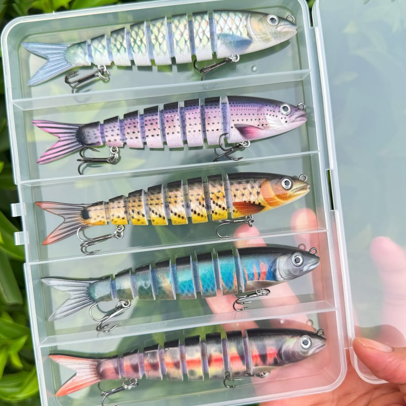 Minnow daudzdaļīgs mānekļu komplekts PP kastē, 3–10 gab., piemērots gan saldūdenim, gan sālsūdenim makšķerēšanai.