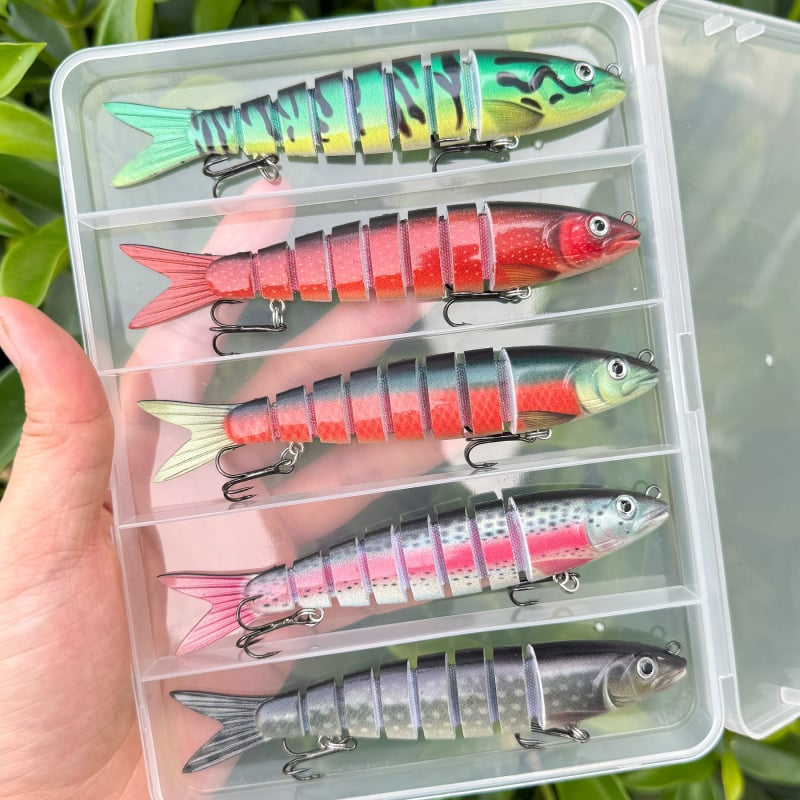 Minnow daudzdaļīgs mānekļu komplekts PP kastē, 3–10 gab., piemērots gan saldūdenim, gan sālsūdenim makšķerēšanai.