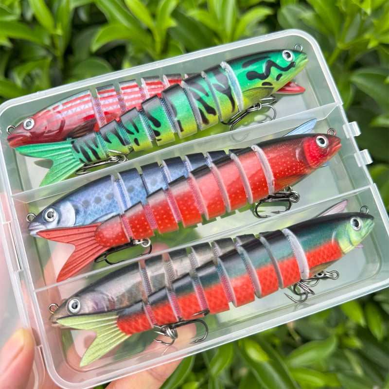 Minnow daudzdaļīgs mānekļu komplekts PP kastē, 3–10 gab., piemērots gan saldūdenim, gan sālsūdenim makšķerēšanai.