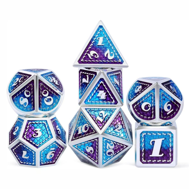 Metalne kocke za TRPG i stolne igre, cinkova legura, stil pravokutnog kuta, oblik Drugi, mogućnost prilagodbe, pogodno za šah i kartične zabave