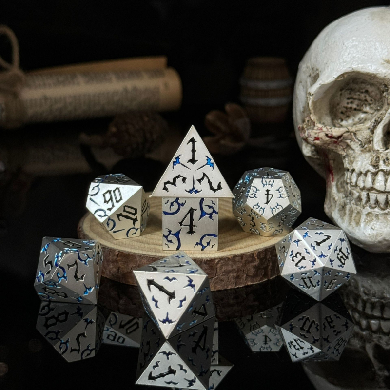 Metalne kocke za TRPG i stolne igre, cinkova legura, stil pravokutnog kuta, oblik Drugi, mogućnost prilagodbe, pogodno za šah i kartične zabave