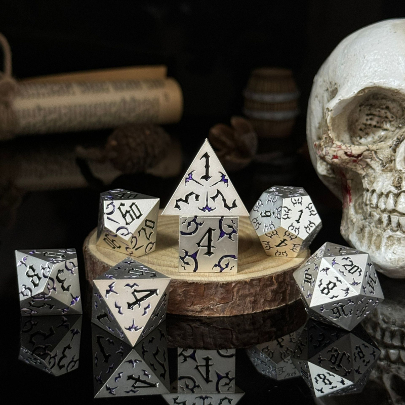 Metalne kocke za TRPG i stolne igre, cinkova legura, stil pravokutnog kuta, oblik Drugi, mogućnost prilagodbe, pogodno za šah i kartične zabave