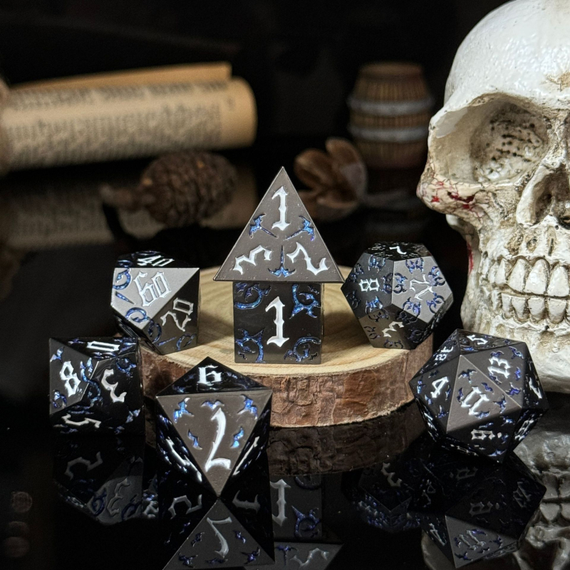 Metalne kocke za TRPG i stolne igre, cinkova legura, stil pravokutnog kuta, oblik Drugi, mogućnost prilagodbe, pogodno za šah i kartične zabave