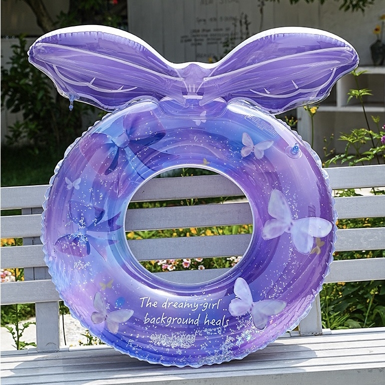 Prsten za plivanje sirena za djecu, debeli dizajn, dizajn za pazuh, protiv prevrnutja, materijal od svile s cvjetnim uzorkom, uzorak 69850