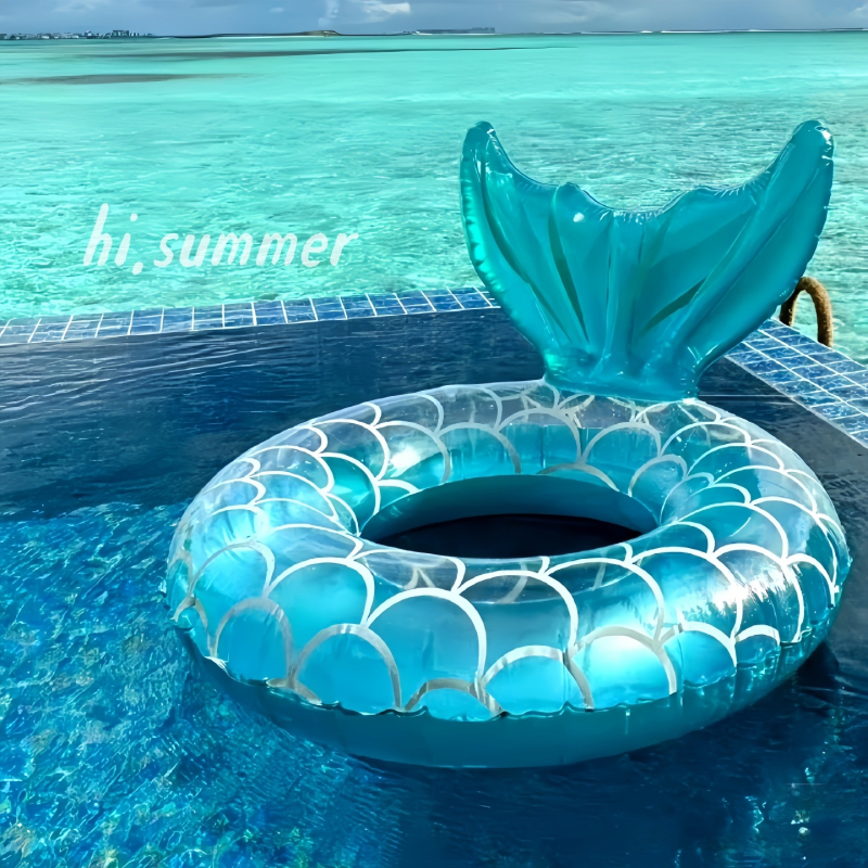 Prsten za plivanje sirena za djecu, debeli dizajn, dizajn za pazuh, protiv prevrnutja, materijal od svile s cvjetnim uzorkom, uzorak 69850