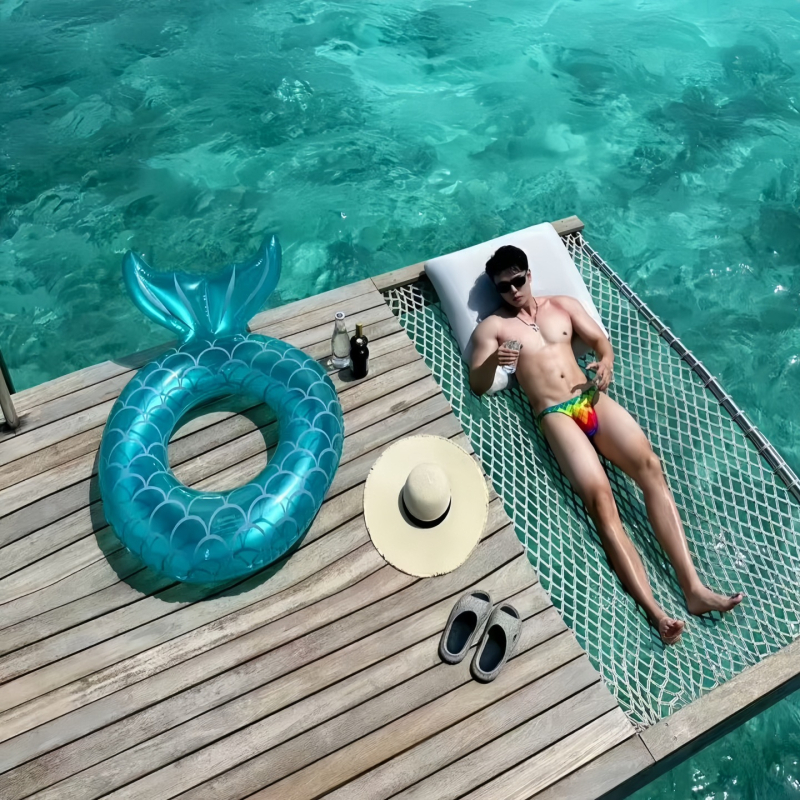 Prsten za plivanje sirena za djecu, debeli dizajn, dizajn za pazuh, protiv prevrnutja, materijal od svile s cvjetnim uzorkom, uzorak 69850