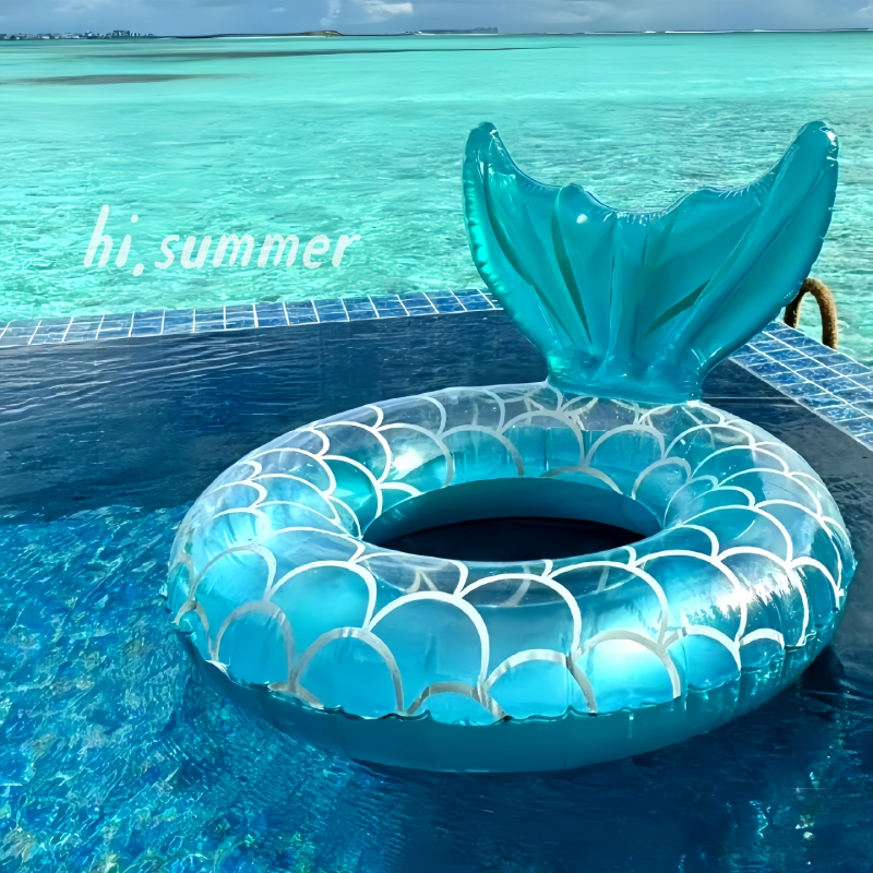 Prsten za plivanje sirena za djecu, debeli dizajn, dizajn za pazuh, protiv prevrnutja, materijal od svile s cvjetnim uzorkom, uzorak 69850