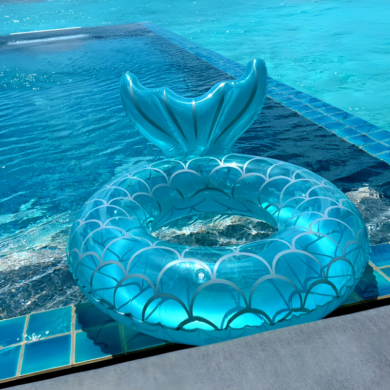 Prsten za plivanje sirena za djecu, debeli dizajn, dizajn za pazuh, protiv prevrnutja, materijal od svile s cvjetnim uzorkom, uzorak 69850