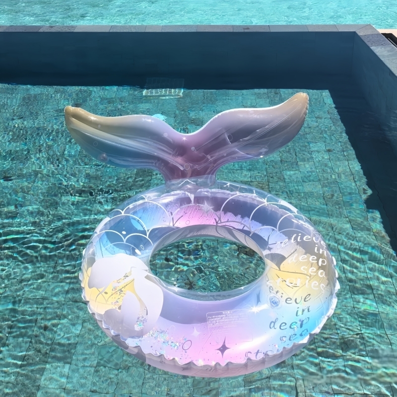 Prsten za plivanje sirena za djecu, debeli dizajn, dizajn za pazuh, protiv prevrnutja, materijal od svile s cvjetnim uzorkom, uzorak 69850
