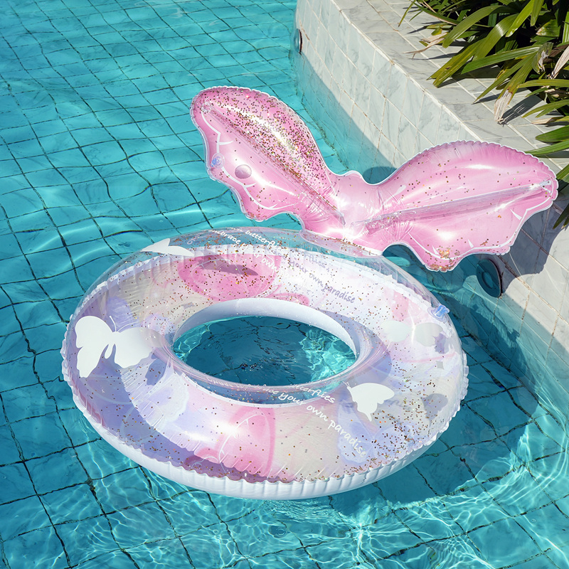 Prsten za plivanje sirena za djecu, debeli dizajn, dizajn za pazuh, protiv prevrnutja, materijal od svile s cvjetnim uzorkom, uzorak 69850