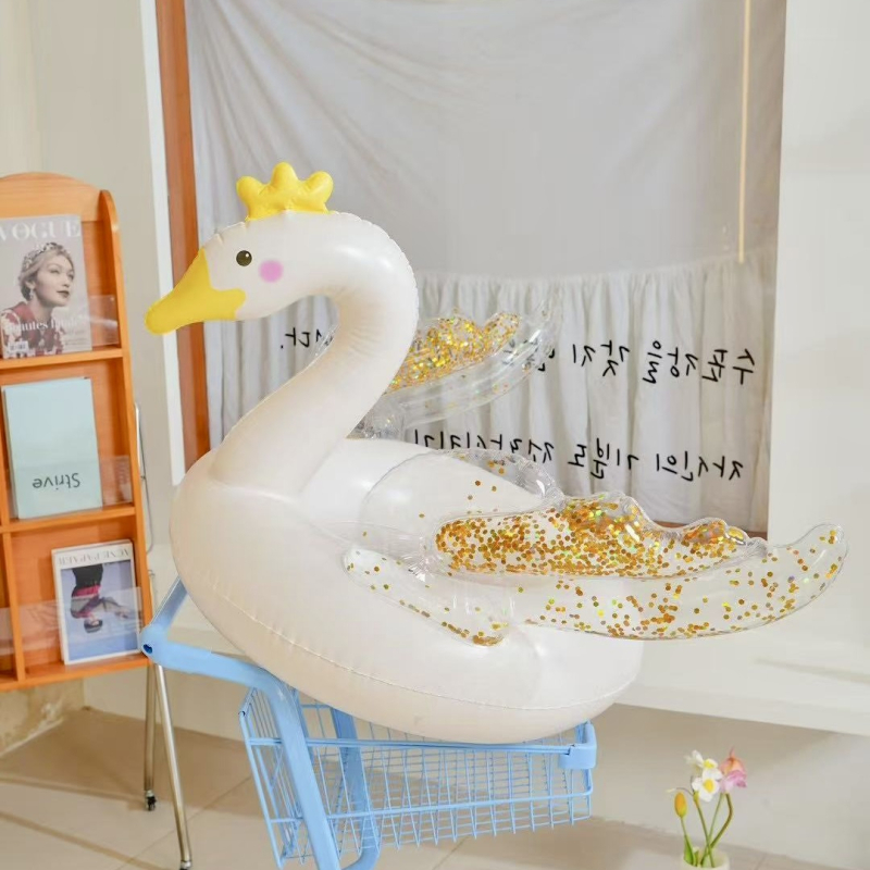 Prsten za plivanje sirena za djecu, debeli dizajn, dizajn za pazuh, protiv prevrnutja, materijal od svile s cvjetnim uzorkom, uzorak 69850