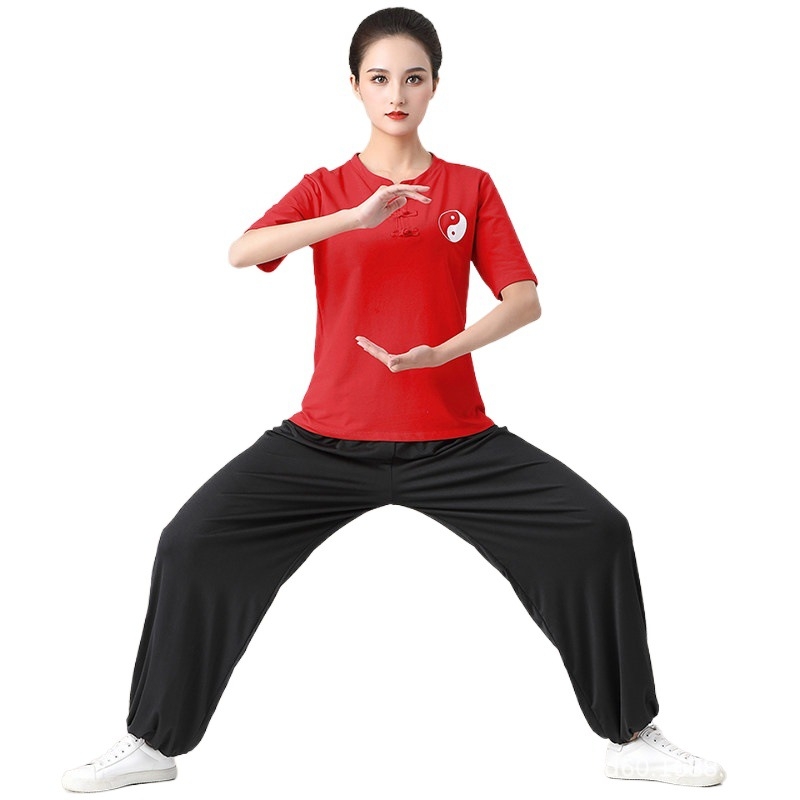 Unisex set Tai Chi odjeće - tkanina od 85% pamuka, podstava od pamuka 85%, jednobojni uzorak, fitness i plesna odjeća za proljeće-ljeto