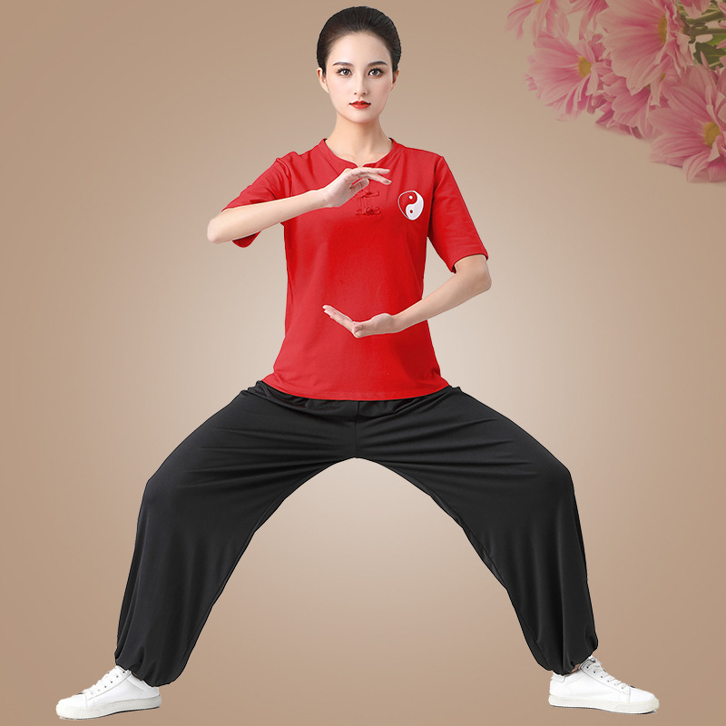 Unisex set Tai Chi odjeće - tkanina od 85% pamuka, podstava od pamuka 85%, jednobojni uzorak, fitness i plesna odjeća za proljeće-ljeto