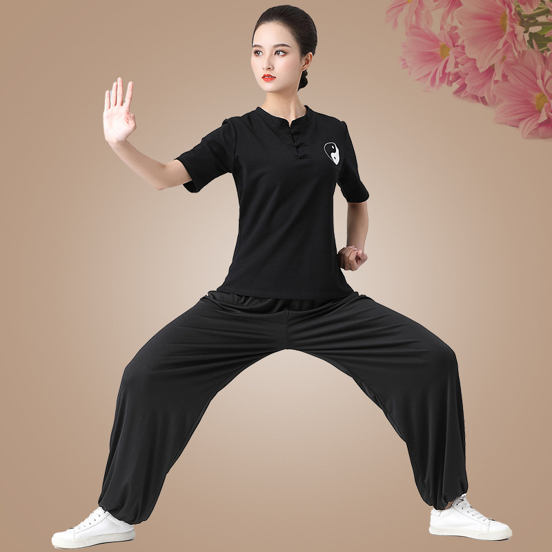 Unisex set Tai Chi odjeće - tkanina od 85% pamuka, podstava od pamuka 85%, jednobojni uzorak, fitness i plesna odjeća za proljeće-ljeto