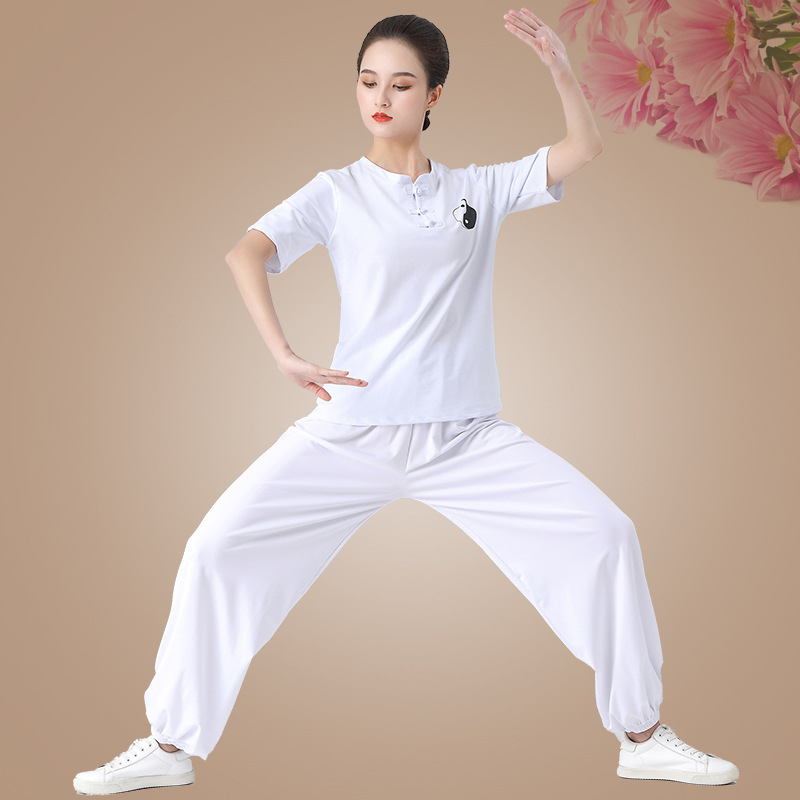 Unisex set Tai Chi odjeće - tkanina od 85% pamuka, podstava od pamuka 85%, jednobojni uzorak, fitness i plesna odjeća za proljeće-ljeto