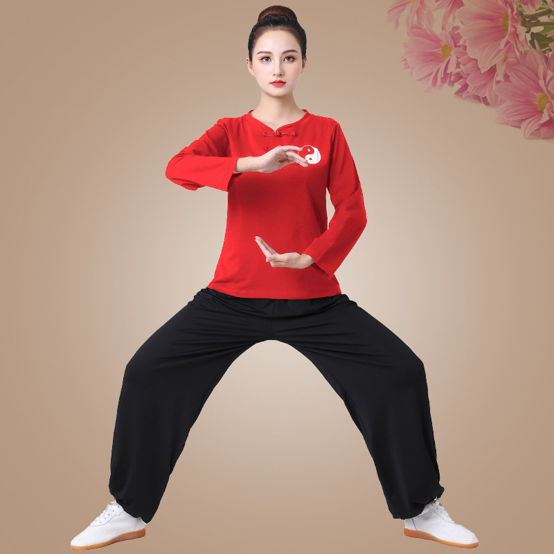Unisex set Tai Chi odjeće - tkanina od 85% pamuka, podstava od pamuka 85%, jednobojni uzorak, fitness i plesna odjeća za proljeće-ljeto