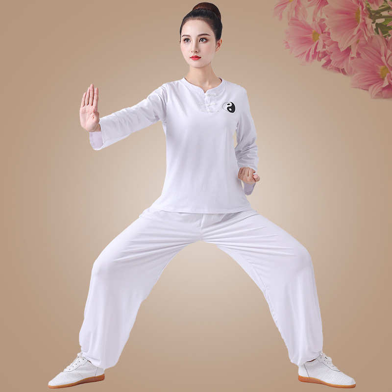 Unisex set Tai Chi odjeće - tkanina od 85% pamuka, podstava od pamuka 85%, jednobojni uzorak, fitness i plesna odjeća za proljeće-ljeto